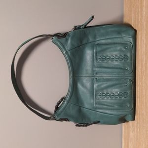 Green Leather Tignanello Shoulder Bag